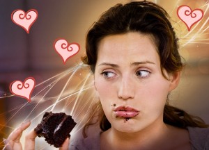 Woman-eating-chocolate-cake